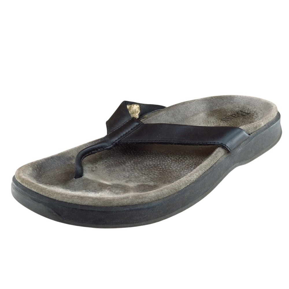 Bass Size 11 M Black Flip‎ Flop Leather Men Shoes